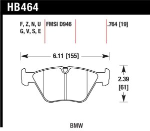 BMW 3 Series Brake Pads - Front - Hawk Performance - HPS 5.0 - `01-`06